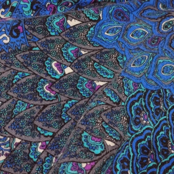 Beautiful peacock feathers tunic top/dress, sz med - Picture 16 of 16